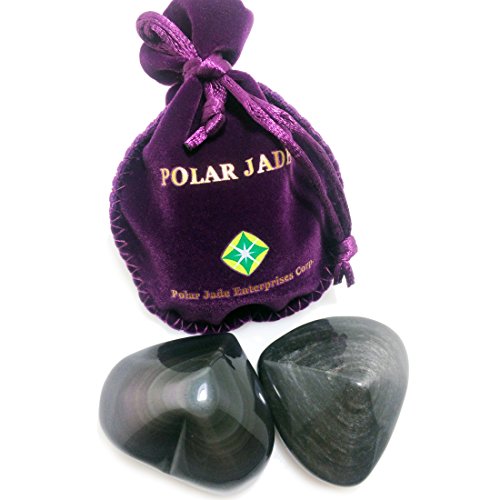 Polar Jade Crystal Hearts, Silver Sheen Obsidian, Rainbow Obsidian & Chakra