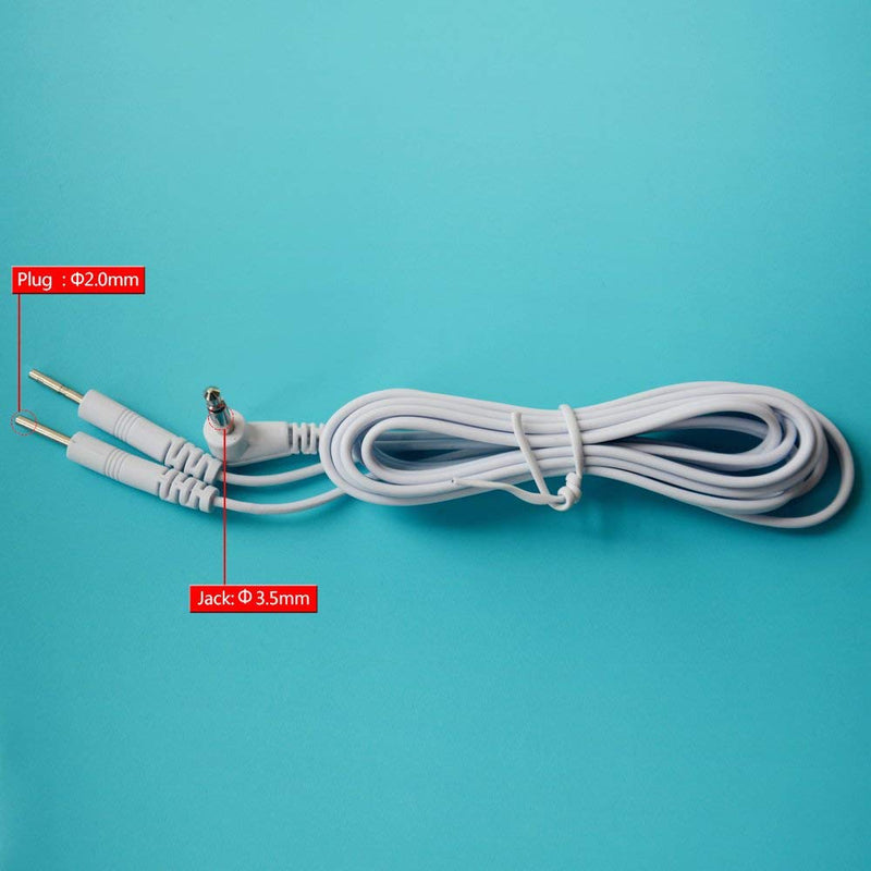 Dual Channel TENS Leads with 2mm Pin Plugs, 3.5mm Jack Plug, TENS Electrode Cable, TENS Device Replacement Cable (Pack of 1)