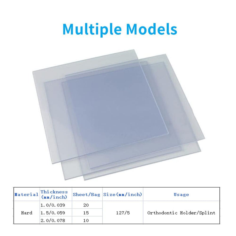 [Australia - AusPower] - Dental Hard Splint, Thermoforming Materials for Vacuum Forming Machine 5''x 5'' (1.0MM-20PCS) 1.0MM-20PCS 
