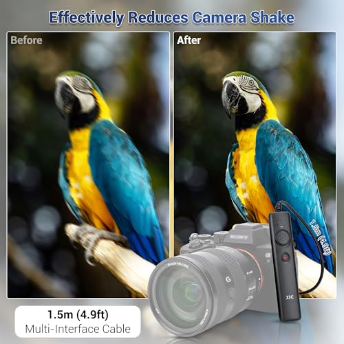 RM-VPR1 Remote Control Shutter Release with 59" Cable for Sony A7RV A7IV A7SIII A7RIV A7R A7 III A7SII A9III II A1 A6600 A6400 A6100 A6000 ZV-1 RX100 VII HDR-CX405 CX440 CX900 FDR-AX43 AX53 AX33 AX30 Wired Remote with 59" Cable