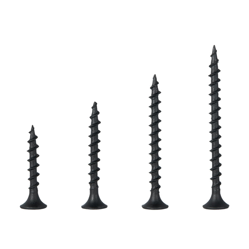 [Australia - AusPower] - #6 Black Wood Screws for Drywall, Drywall Screw Combo Kit, 166 Pieces Coarse Threaded Slate Screw Set, Phillips Groove Self-Tapping Drywall Screws 4 Sizes 1", 1-1/4", 1-5/8", 2" 
