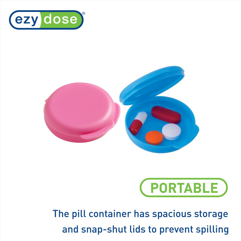 [Australia - AusPower] - EZY DOSE Daily Round, Portable On-The-Go Pocket Pharmacy, Pill Box, Organizer and Vitamin Containers, Snap Shut Lids, Perfect for Traveling, Blue & Pink, 2 Pack, BPA Free 2-Pack 