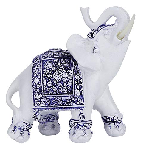 Lucky Elephant Statue,Elegant Statue Feng Shui Golden Sculpture Wealth Lucky Elephant Figurine with Trunk Facing Upwards,Feng Shui Elephant (Blue and White Porcelain Large Size Blue and white porcelain large size: (Supplier