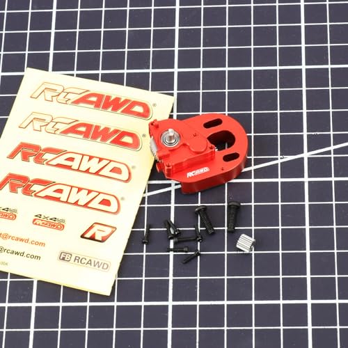RCAWD Full Metal 370 Gearbox w/16T Gear for Axial 1/24 SCX24 Red