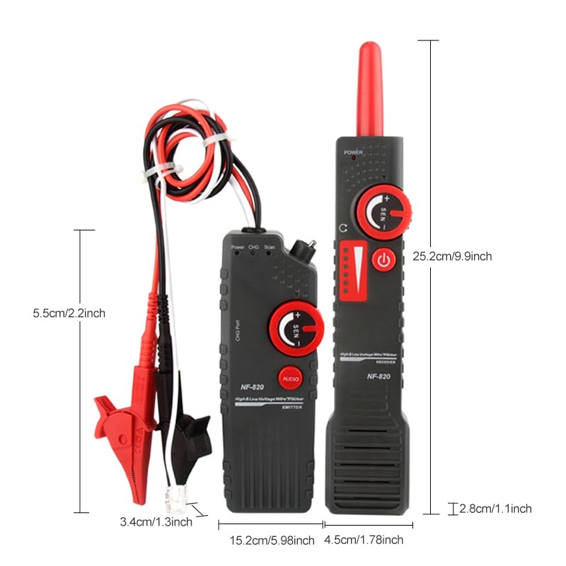 [Australia - AusPower] - Underground Wire Locator, Wire Tracer with Earphone, Anti-Interference Buried Wire Locator Cable Tester for Locating Breakage Cables & Wires Dog Fence Cables | Locate Wires 6.5 Ft Deep 