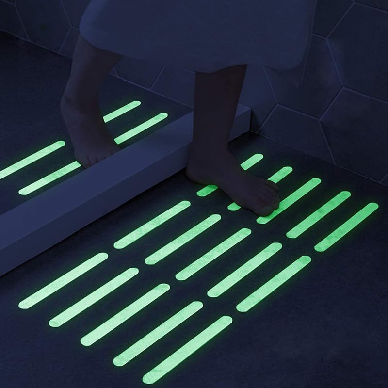 24-Pack Anti Slip Tape with Glow in the Dark, 0.8inch x 7.9inch, Transparent Grip Tape Non-Slip Adhesive Tape Indoor/Outdoor Stair,Tubs, Boats 0.8 inch x 7.9 inch 24pcs #03Glow in the Dark