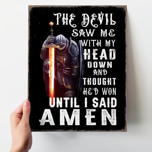 Christian Warrior Wall Art 11x14 - Inspirational Religious Decor for Men - Motivational Prayer Room Wall Decor - Spiritual Gifts - Medieval Knight Poster - Man Cave Office Artwork - LARGE Unframed 11"L x 14"W