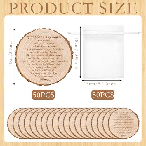 50 Sets Christian Church 4" Bible Verse Cork Coaster Bulk Gift Bag, Wood