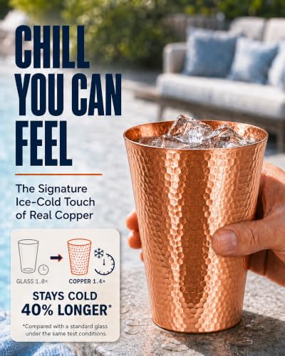 24oz Pure Copper Cup for Drinking Water, Unlined Copper Tumbler