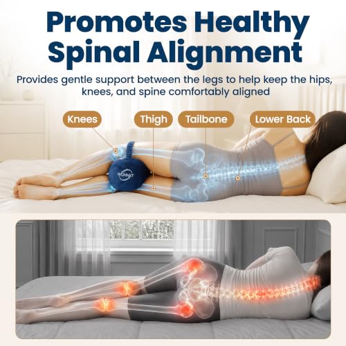 Knee Pillow for Side Sleepers,Memory Foam Leg Pillow with Strap,Between the Knees Pillows for Side Sleeping,Support Cushion for Sciatica,Back,Hip,Knee,Joints and Spine Alignment,Navy Navy