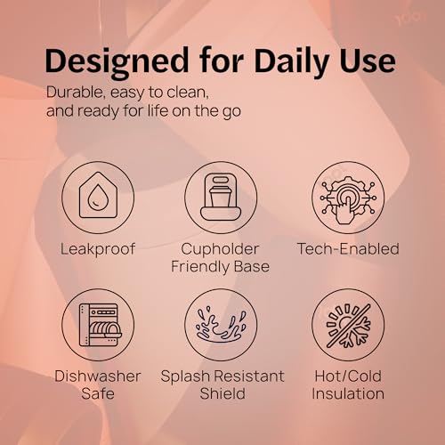 TOPL To Go Coffee Cup – Insulated Travel Coffee Mug with 360° Leak‑Safe Lid, Stainless Steel Coffee Tumbler for Hot/Cold, Spill‑Resistant, BPA‑Free - Peach, 20 oz