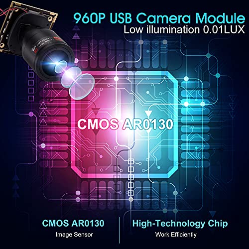 2.8-12mm 4X Manual Zoom USB Camera Module, 0.01lux Low Light, 960P 60FPS 2.8-12mm lens