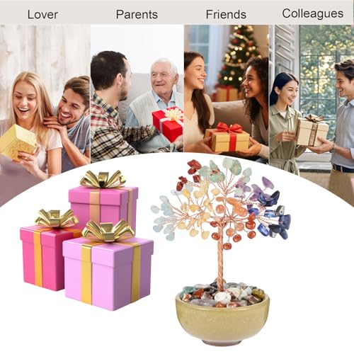 7 Chakra Crystal Tree Healing Wealth Luck Home Office Decor Gift 7 Chakras Vase Tree-2