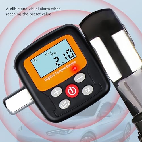 Digital Torque Adapter, High Precision 1/2 Connection, 6 to 200 NM Torsion Adapter with Light Tone Alarm, Digital Torque Wrench