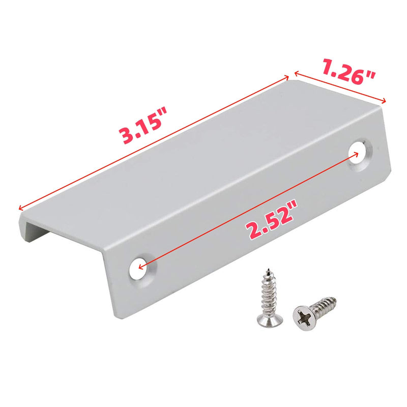 3.15 Inch Silver Finger Pulls for Cabinet 30Pcs, 2.52 Inch Hole Spacing, Aluminum Alloy Edge Pulls Furniture Handle, Back Mount Concealed Handles for Cupboard, Drawer, Dresser, Wardrobe 80mm/3.15" Straight Edge