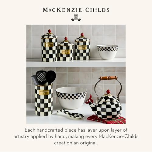 MACKENZIE-CHILDS Enamel Spoon Rest, Black-and-White Courtly Check