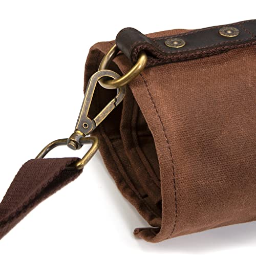 Dickies Chef Knife Roll Bag Portable Organizer and Cutlery Storage Roll, Waxed Canvas and Leather, Medium