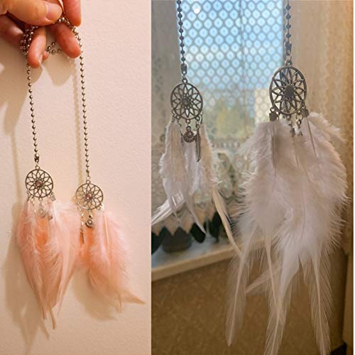 Mini Dream Catcher- Dream Catchers for Cars, Small Dreamcatcher Feather Handmade Hanging Charms Pendant Car Rearview Mirror Home Decor (Pink) Pink