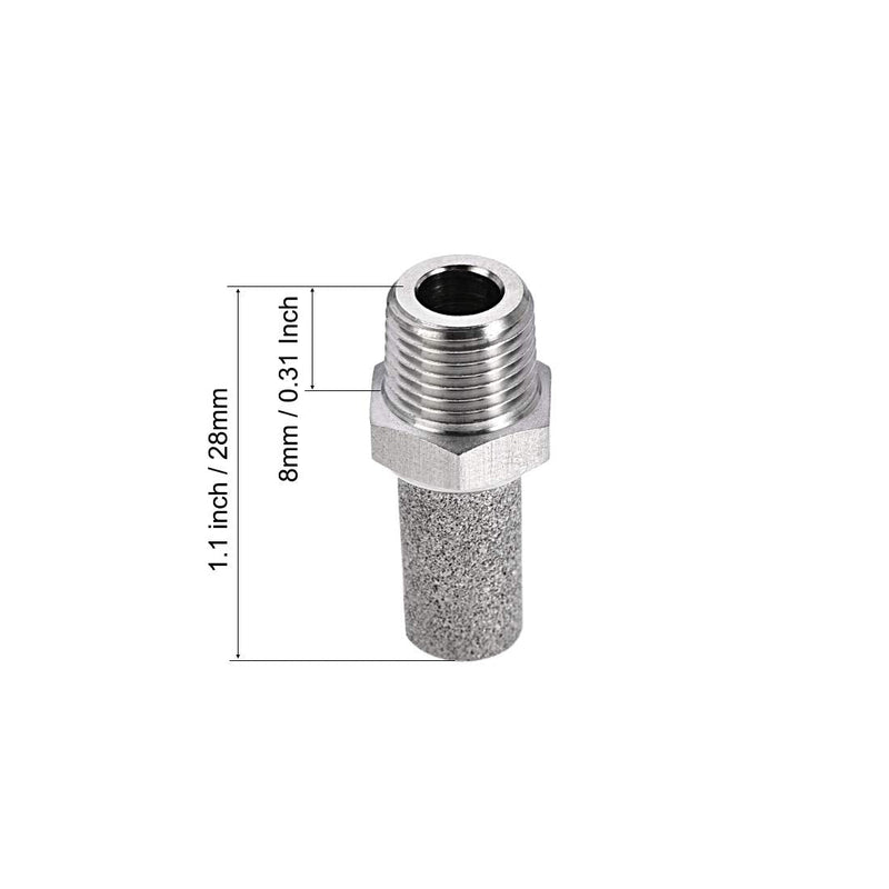[Australia - AusPower] - uxcell Exhaust Muffler NPT1/8 Male Thread Sintered Stainless Steel Breather Pneumatic Air Muffler 2pcs 