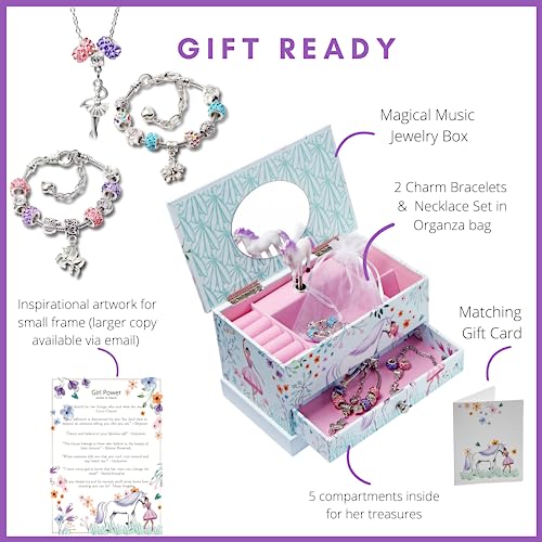 ABI + OLIE Ballerina Unicorn Kids Jewelry Box for Girls & Little Girls Jewelry Box Organizer - A unicorn music box gift Unicorn Ballerina