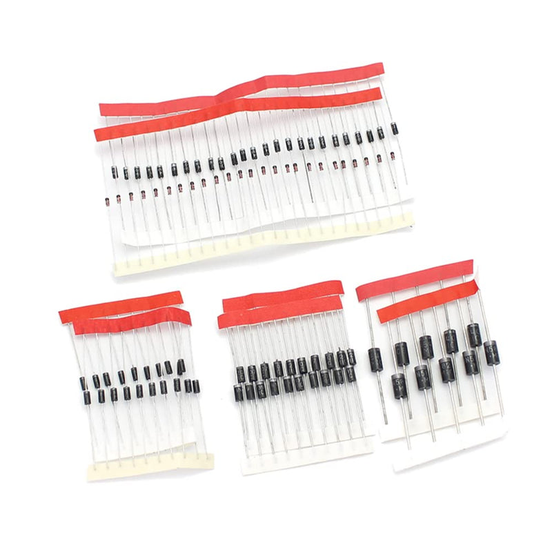 DollaTek Set of 100 Pcs 8 Values Rectifier Diodes Bag Assortment Kit for Arduino (25 x 1N4148, 25 x 1N4007, 10 x 1N5819, 10 x 1N5399, 10 x FR107, 10 x FR207, 5 x 1N5408, 5 x 1N5822)