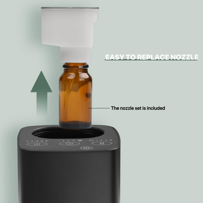 Waterless Car Essential Oil Diffuser, Portable Nebulizer Aromatherapy Diffuser, Mini Scent Air Machine with Timers for Home, Room, Car, Office,Travel Black