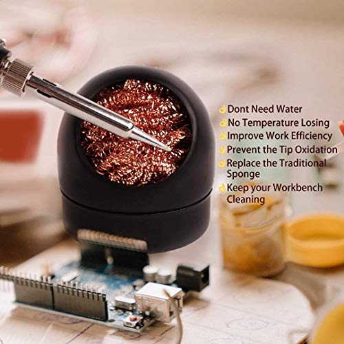 Soldering Tip Cleaner, Soldering Iron Tip Cleaner, Brass Tip Cleaner Kit, 1 x Soldering Iron Holder with Spiral Wool, 3 Pieces Soldering Sponge Metal, Dry Sponge Made of Metal Wool for Cleaning Soldering Iron, Tips