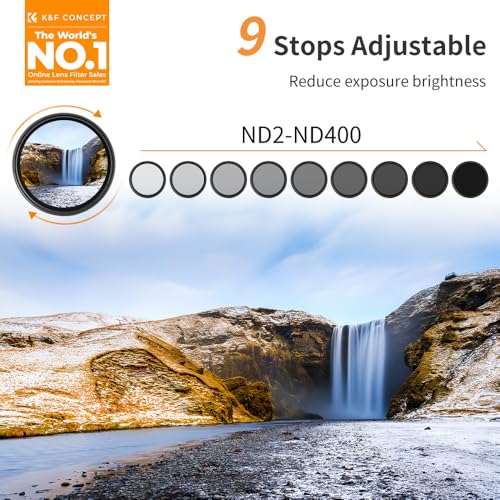 K&F CONCEPT 77mm Variable ND2-400 Lens Filter (1-9 Stops) for Camera Lens 77 mm