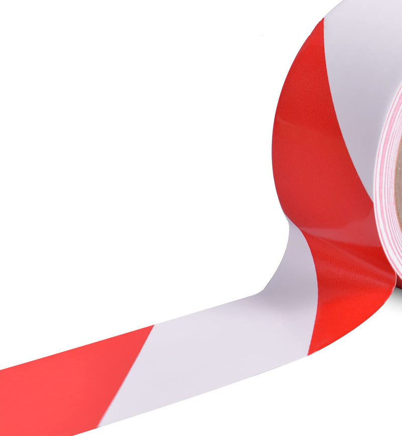 TAPEBEAR Hazard Caution Tape, 2inch x 150 Feet(50yds) Self Adhesive Warning Tape for Steps, High Visibility White&Red Tape for Halloween Outdoor Construction Warning, Crime Scene Barrier, Danger Zone red and white/1roll
