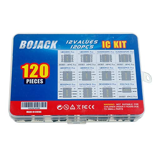 BOJACK Opamp Timer Darlington Photo Coupler LM324 LM339 ULN2003AN ULN2803APG LM358P LM386 LM393 NE5532P NE555P UA741CN JRC4558D PC817 IC Assortment Kit