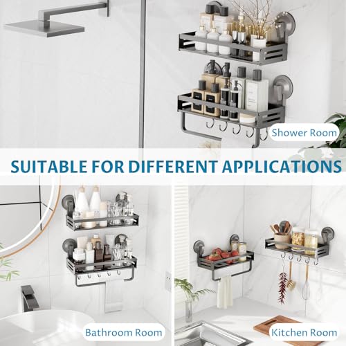 Onemake Shower Caddies Suction Cup, 2 Pack 11.8-inch Shower Organiser, Gray 11.81IN-2 PACK