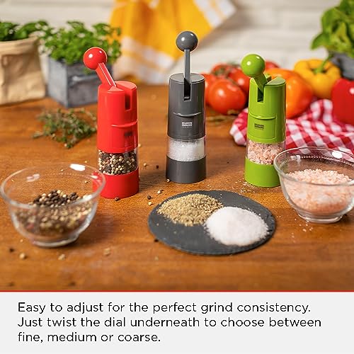 Kuhn Rikon Ratchet Spice Grinder, Ceramic Mill for Salt and Pepper, Red
