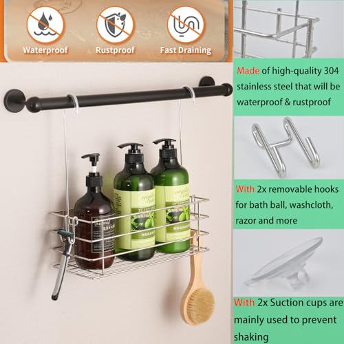 1-Tier Shower Caddy Hanging Shower Rack with Hooks Over The Door Silver 1-Tier
