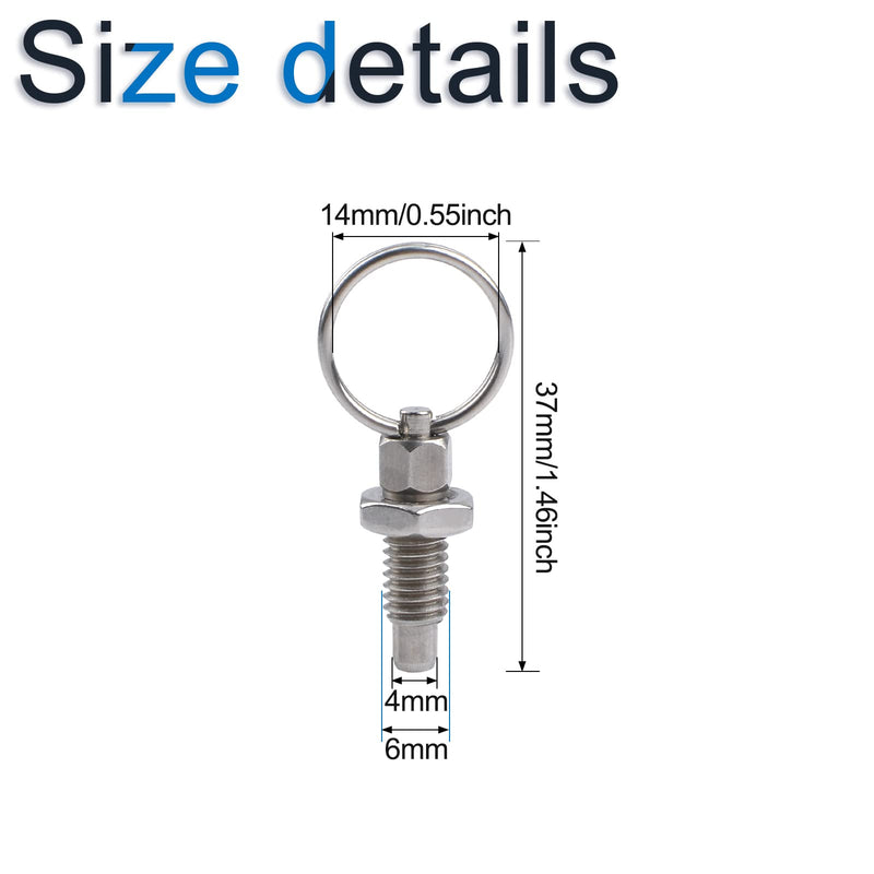 [Australia - AusPower] - 6Pcs Spring Plunger with Pull Ring, Quick Release Pin w/Drop Cam & Spring, Stainless Steel Non-Locking Type Stubby Hand-Retractable Spring Plunger Index Plunger 