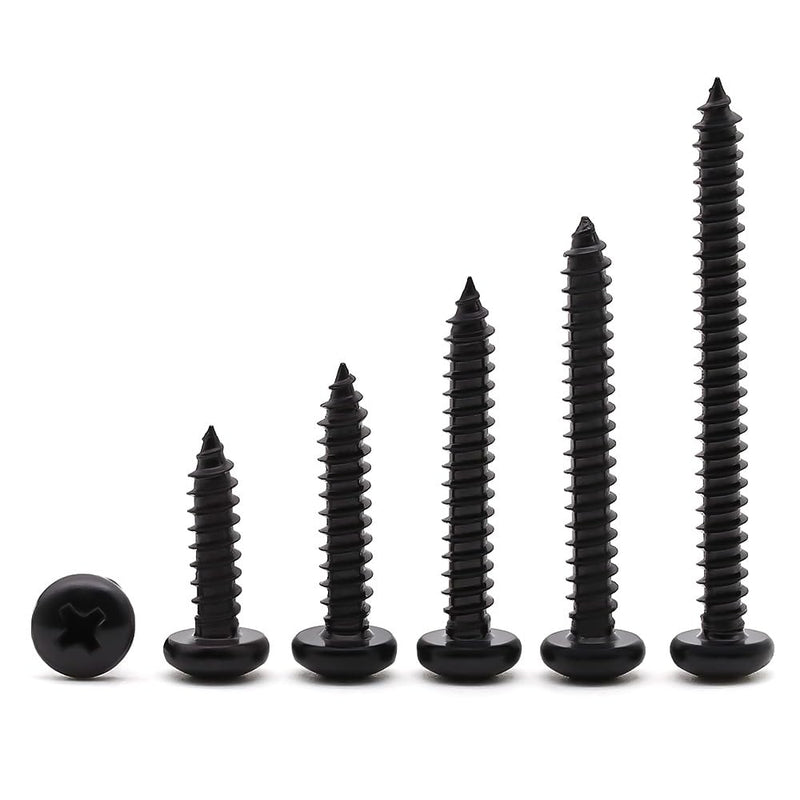 [Australia - AusPower] - #12 x 1/2" (50 Pack) Stainless Steel Phillips Pan Head Wood Screws, Stainless Steel 304 (18-8), Pan Head Sheet Metal Screws Self Tapping Screws, Black Coated #12 x 1/2" 50 
