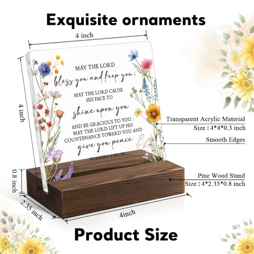 Juogg May The Lord Bless You And Keep You Acrylic Sign with Wooden Stand, Religious Gifts for Women Men, Christian Gifts for Family Friend, Bible Verse Plaque, Inspirational Gifts for Christians SYB176