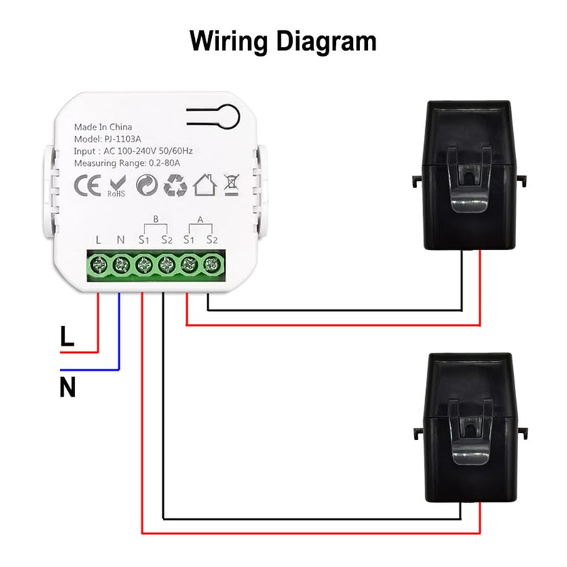 [Australia - AusPower] - Walfront Smart WiFi Energy Meter Real Time Monitoring Tuya APP for Home and Industrial Applications (with 2CT) 