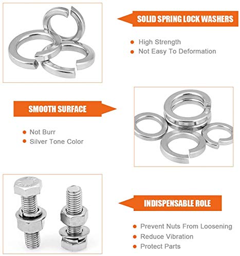 ZAYI M8 304 stainless steel flat and split spring lock washer assortment set, 100 sets per pack