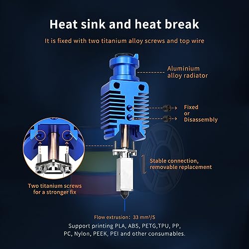 Ceramic Heater Core CHC Hot End Bimetal Heatbreak Hotend High Wear-resistance Compatible with Voron 2.4 V0 V0.1 V0.2, Ender 3 V2 Pro Ender 5 Series CR10 3D Printer Parts