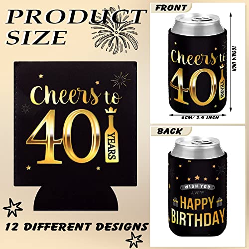 Umigy 48 Pcs 40th Birthday Can Cooler Holder Sleeves Cheers to 40 Years Old