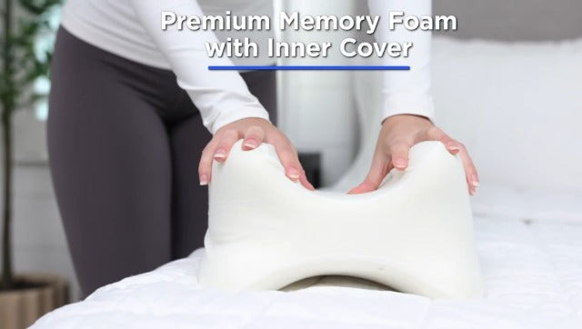 Knee Pillow for Side Sleepers, Memory Foam Leg Pillow, Blue