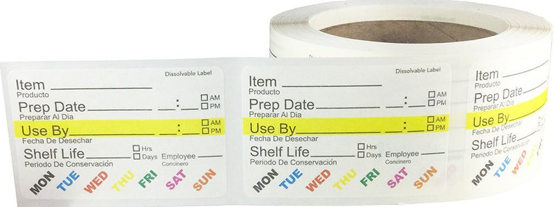 InStockLabels Dissolvable Food Labels, Adhesive Stickers - 2” x 3” (100Pk) - Rotation Food Labels for Kitchen & Restaurant Supplies - Jar Labels & Food Sticker Labels for Food Containers