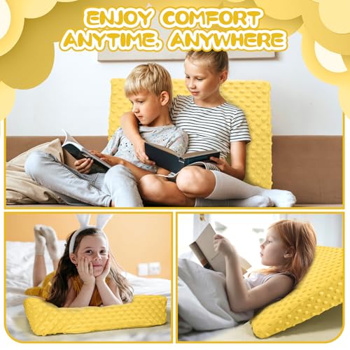 Wedge Pillow for Kids,Memory Foam for Back,Legs & Knees, Relaxation and Comfort, Soft and Breathable, Dot Texture Pillow for Reading Watching TV Gaming Sleeping, Fit for Sofa Floor Room Yellow
