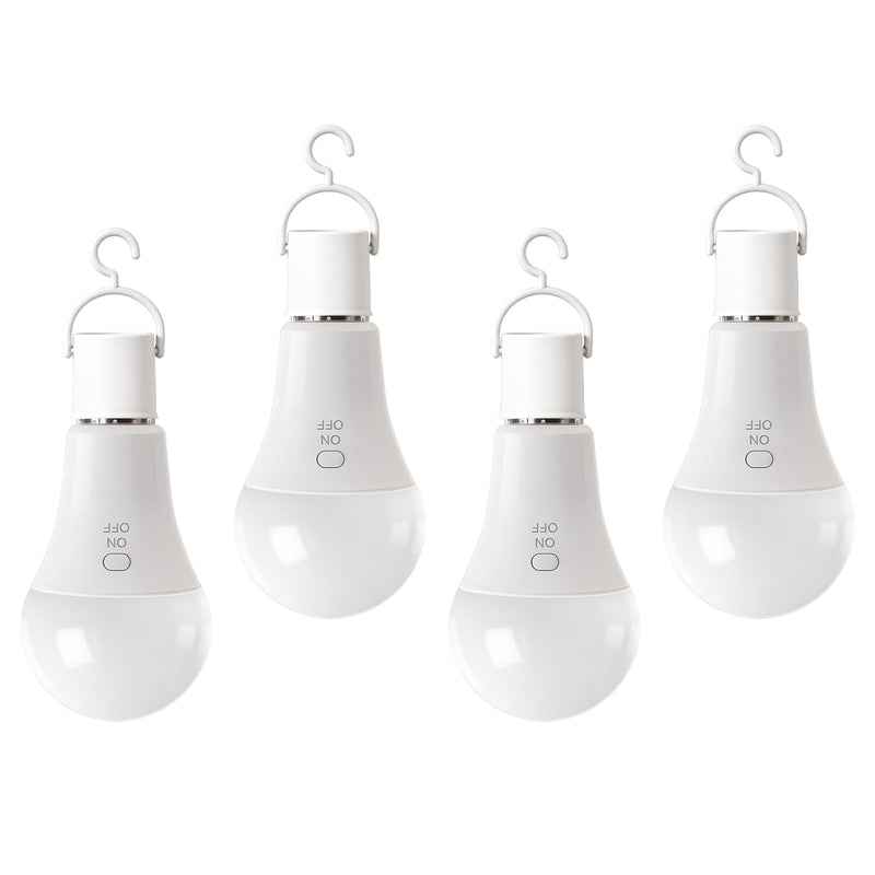Ketom Pack of 4 Light Bulbs with Remote Control, E27, Rechargeable Bulb, Dimmable | Rechargeable light bulb with timer function, 3 colors, button control, 7W Wireless Decorative Lamp Bulb Emergency Light Camping 3 Colors, 4 Pieces