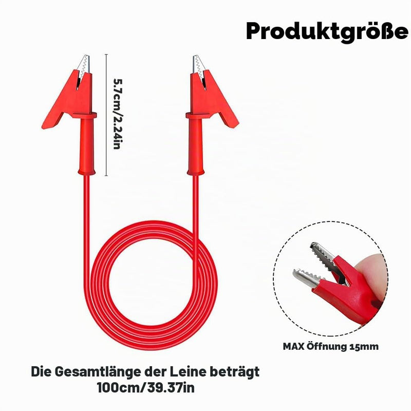 Pack of 4 Double-Ended Crocodile Clips, 1000V 15A Double-Sided Crocodile Wire Cable 3.3 ft / 1 m Flexible Copper Cable Dual Ended Crocodile Wire Cable for Multimeter and Electrical Testing