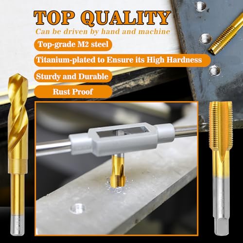 M22x1.5 Tap and 20.5mm Drill Bit for Metal,M2 HSS Metric Drill and Tap Set M22 x 1.5 Tap, 20.5mm Drill Tap and Drill Set