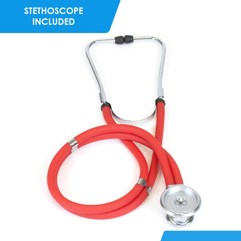 [Australia - AusPower] - Primacare DS-9181-RD Professional Aneroid Sphygmomanometer and Sprague Rappaport Stethoscope, Manual Blood Pressure Kit with Cuff and Carrying Case, Red 
