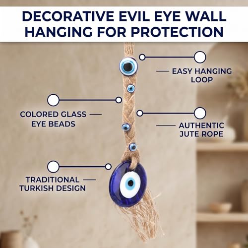 HEEPDD Turkish Blue Evil Eye Wall Hanging, Handcrafted Glazed Resin Amulet for Home Office Decor, Protection Charm for Housewarming Gift, New Homeowners and Spiritual Décor Enthusiasts
