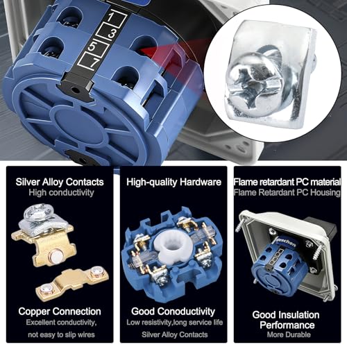 Heschen Universal Rotary Switch, SZW26-20/D202.2D, 660V 20A, ON-OFF-ON 3 Positions, 2 Phase, 8 Terminals, with Main Switch Outer Box (Bigger Box) Larger box