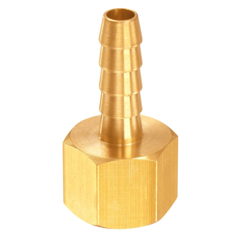 [Australia - AusPower] - 6PCS Solid Brass Thread Barb Hex Fittings 1/4"NPT Female x 1/4" Barb Include 6 Stainless Steel Clamps 1/4"Barb 
